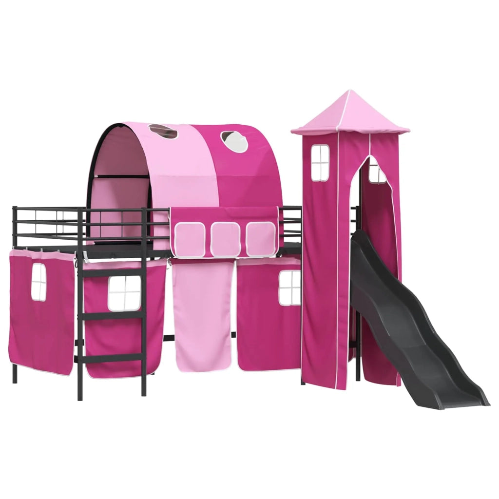 Struttura del letto loft per bambini Nero e rosa 107 x 200 cm 42020891
