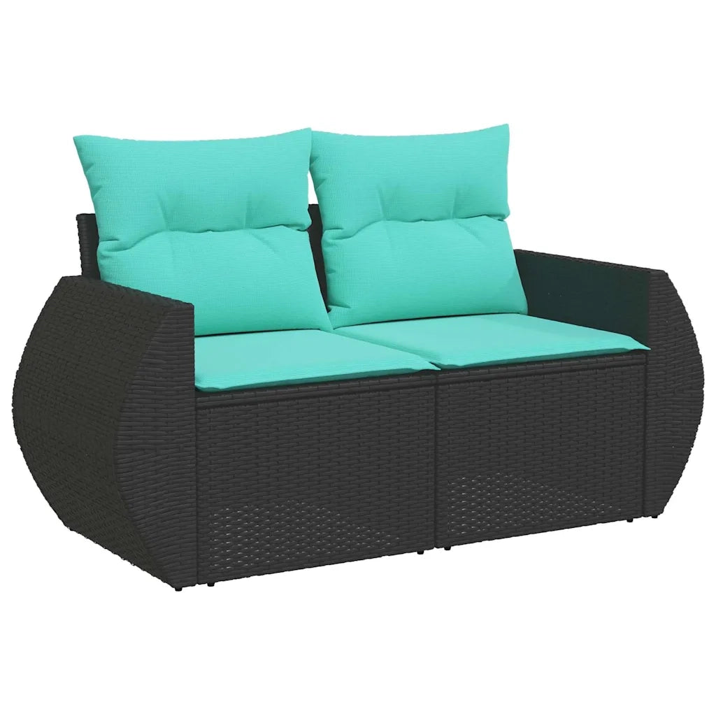 Set Divani da Giardino 9 pz con Cuscini Nero in Polyrattan 3225091