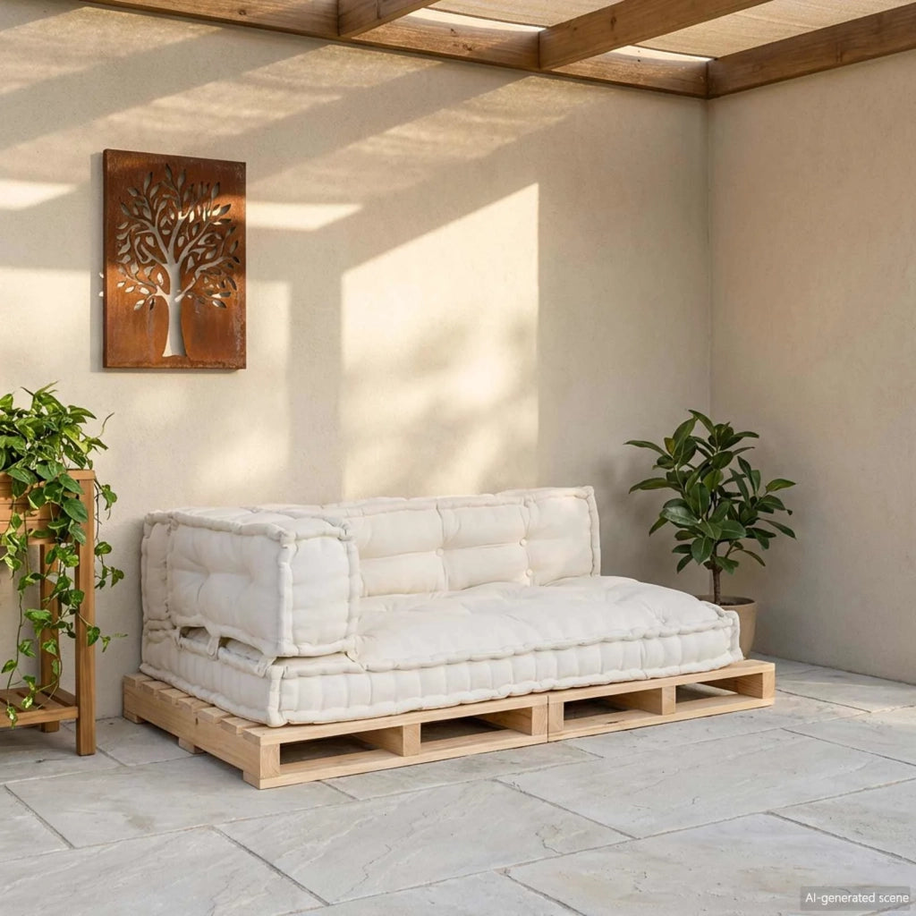 Cuscino per Divano Pallet 3 pcs Crema 120 x 80 x 34 cm Tessuto 4019080