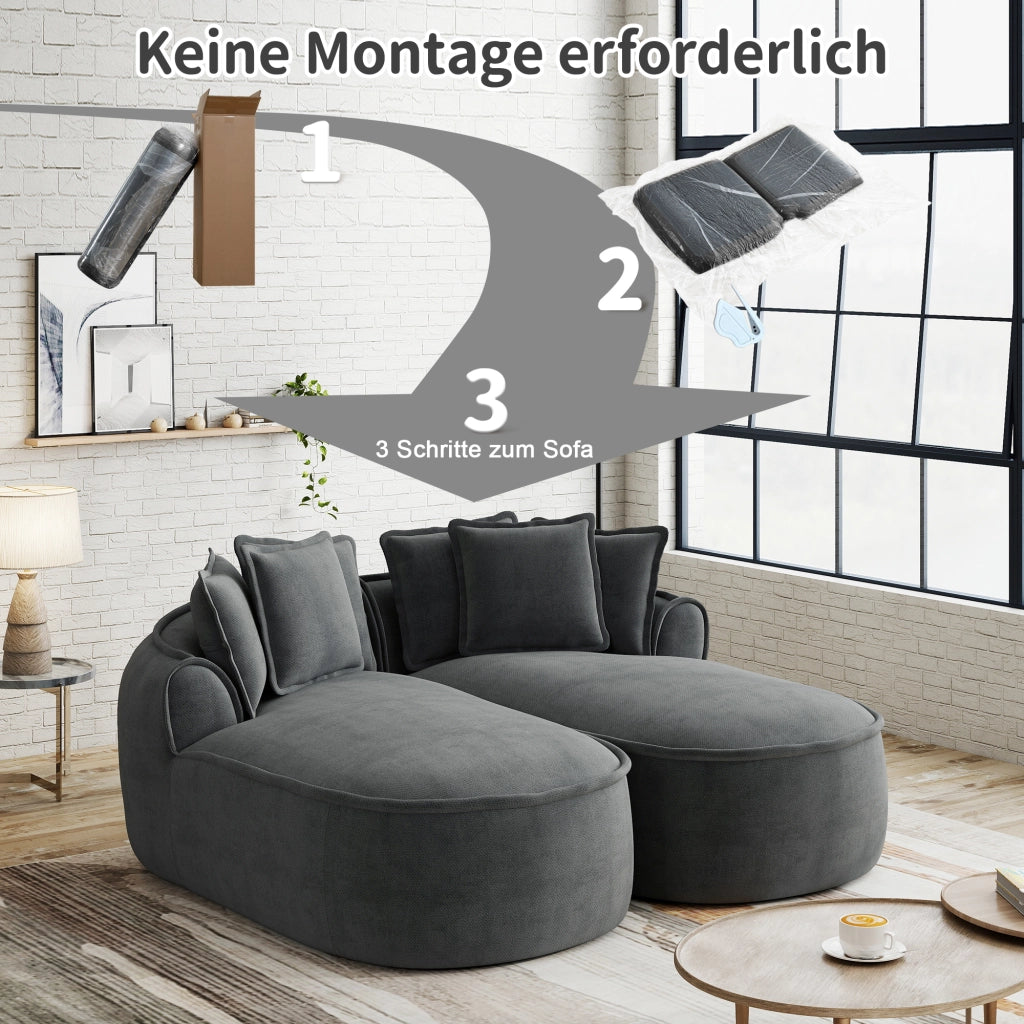 Divano modulare 2 posti - con design senza telaio e cuscini - in chenille grigio