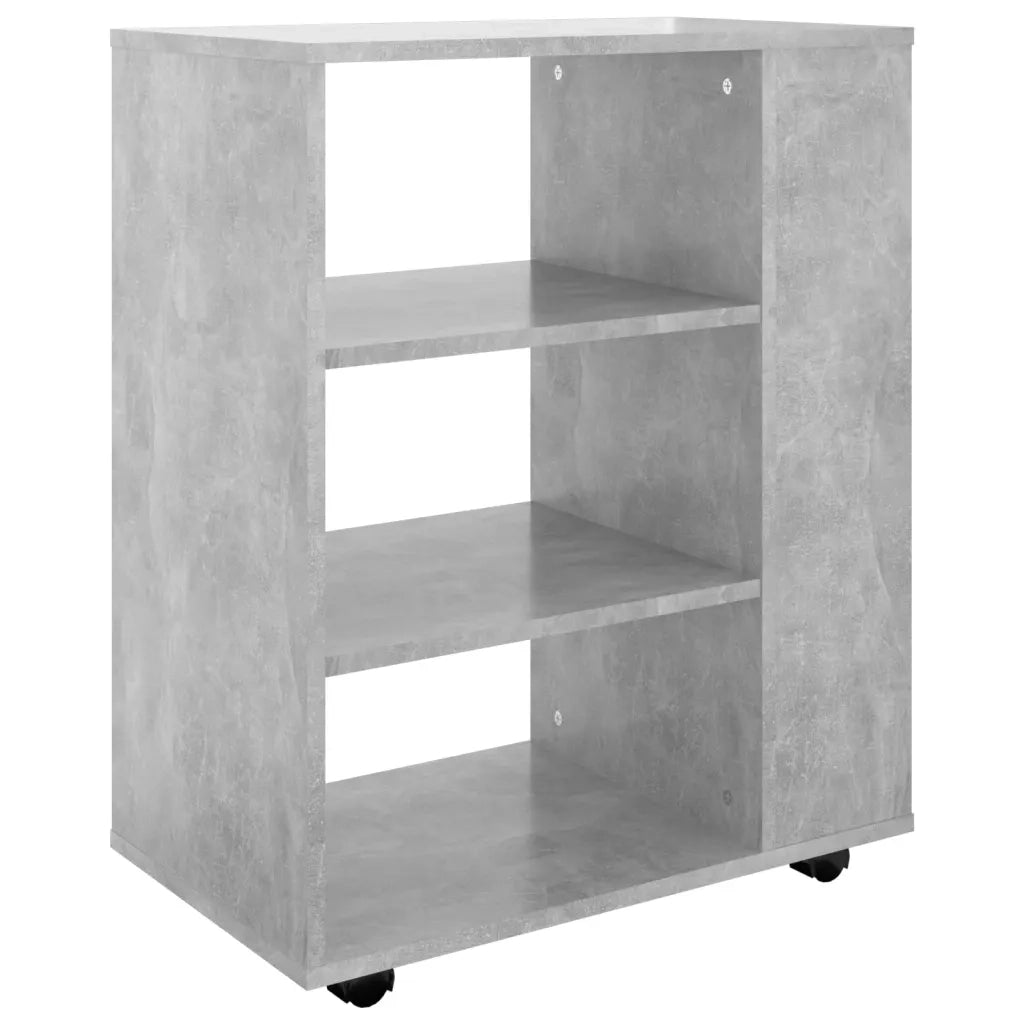 Mobiletto con Ruote Grigio Cemento 60x35x75cm Legno Multistrato 808453