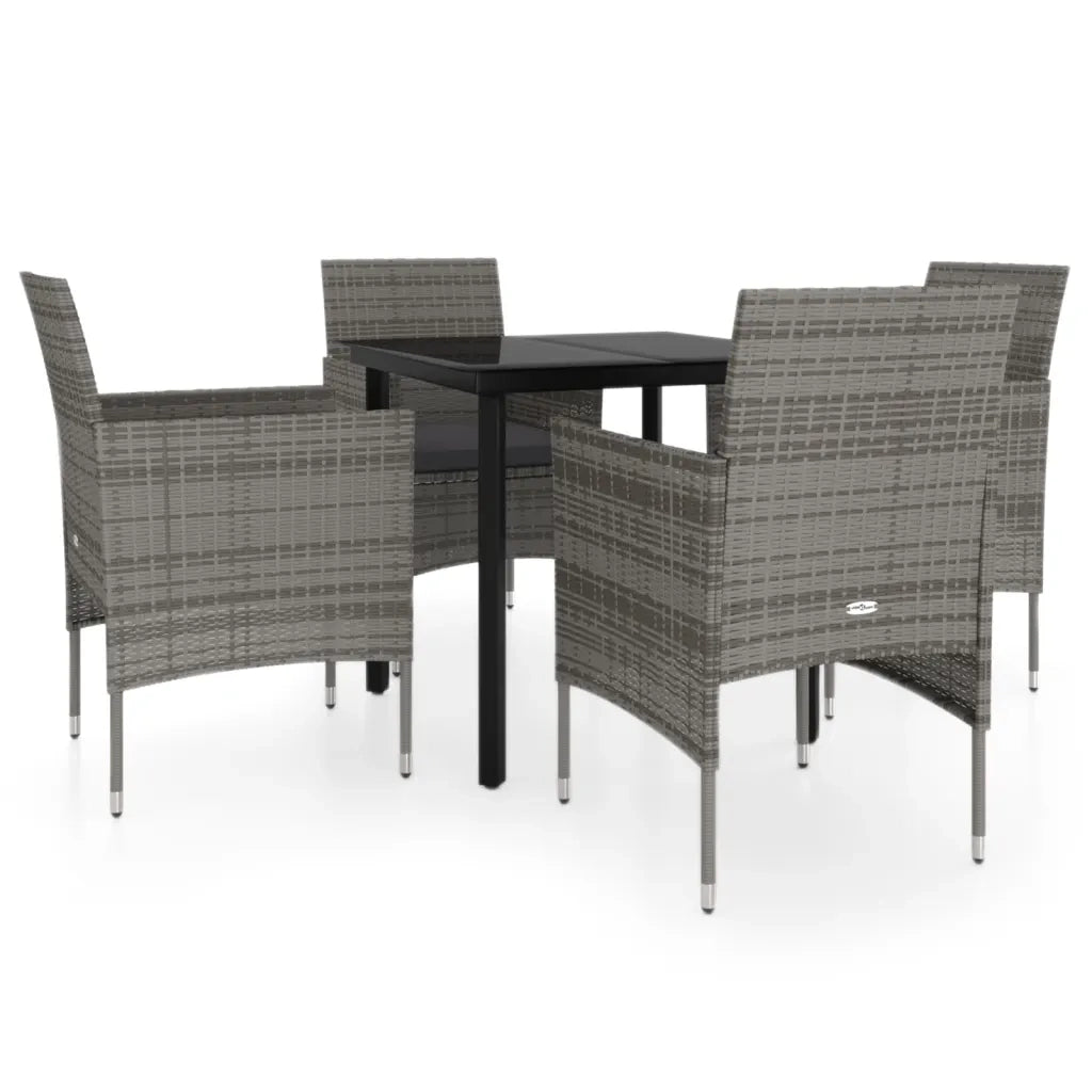 Set da Pranzo da Giardino 5 pz con Cuscini Grigio e Nero 3099288