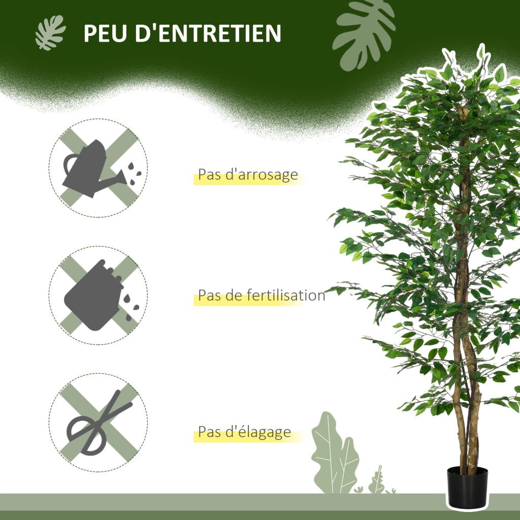 Pianta Ficus Artificiale ¨C Minimal ¨C Verde 180 cm con Vaso