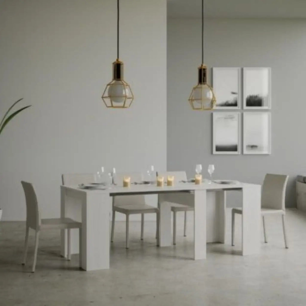 Consolle allungabile 90x48/204 cm Basic Small bianco frassino