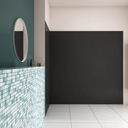 H.210 cm Pannello Doccia ad Angolo 80x90x120 cm Realizzato in Alluminio da 3 mm con Profili Finitura Nero Opaco per Rivestimento Parete Bagno