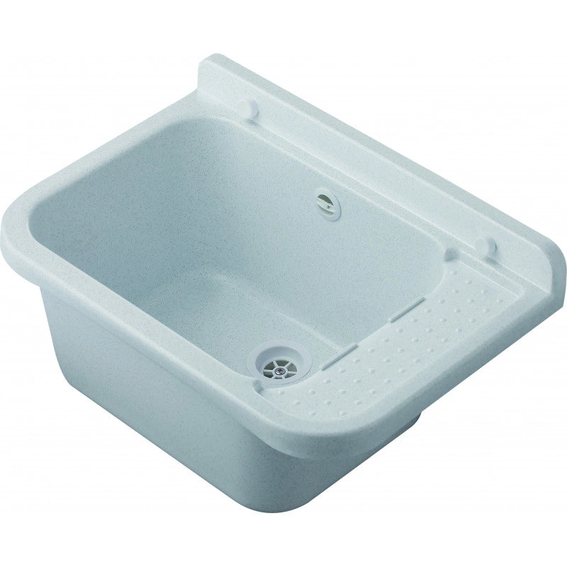Pilozzo a muro da esterno 50x34 cm con troppopieno  Marmorizzato  Giardino e garage  Kit di montaggio e scarico  Negrari
