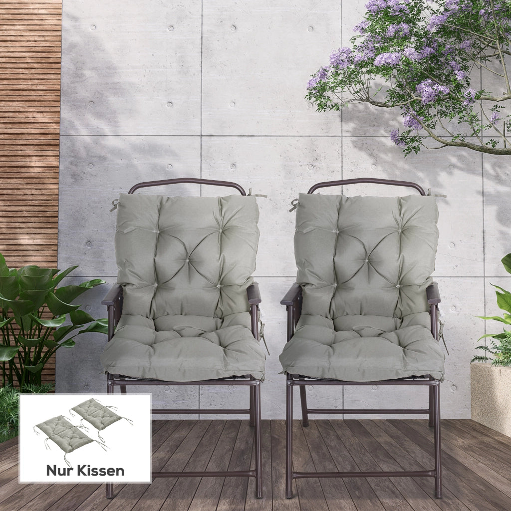 Set 2 Sedie Imbottite con Cuscini ¨C Minimal ¨C Grigio Chiaro, Tessuto