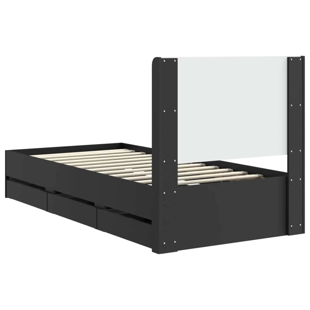 Struttura del letto con stoccaggio e testata Nero 90 x 200 cm 3413978