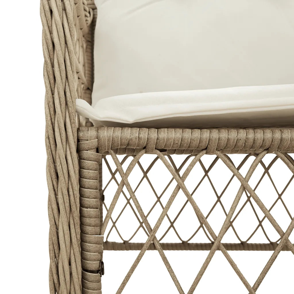 Set da Pranzo da Giardino 9 pz con Cuscini Beige in Polyrattan