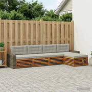 Set di divani da esterno 5 pcs Naturale e Grigio Chiaro 3383249