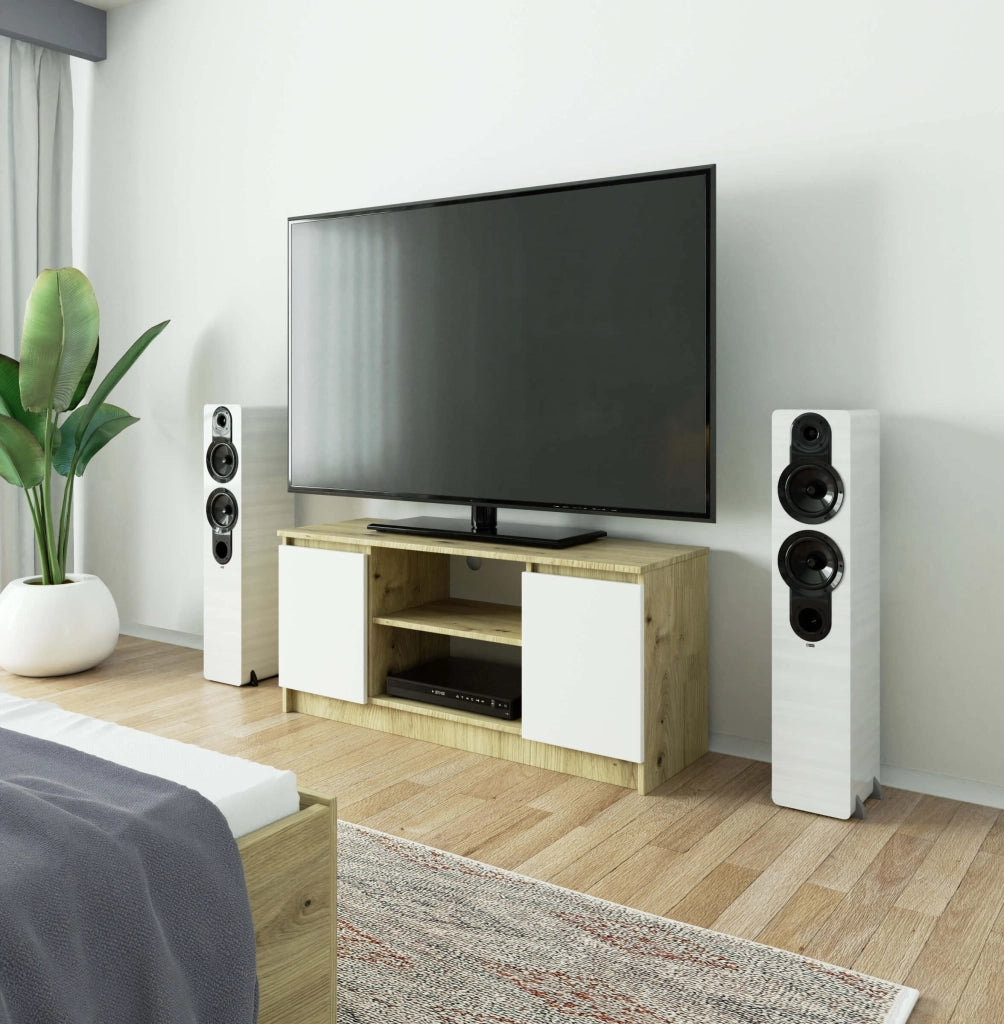 Mobile TV AKORD Quercia Artisan 120 cm 2 ante inserto frontale Bianco 120x40x55 cm