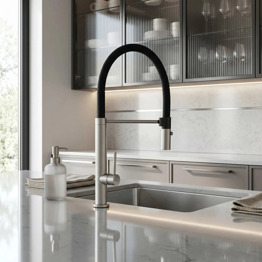 Rubinetto Da Cucina Rea Viera Nickel Brush