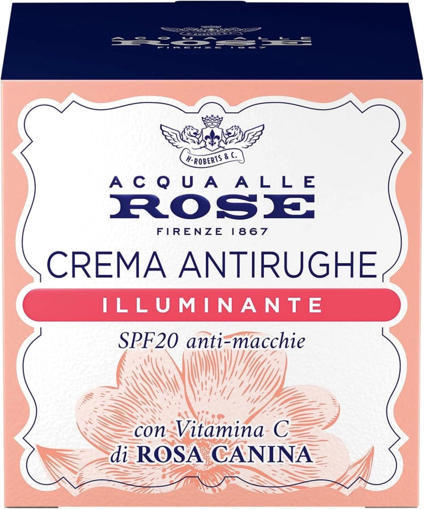 ACQUA ALLE ROSE CREMA VISO ANTIRUGHE ILLUMINANTE + VITAMINA C DI ROSA CANINA PELLI SPENTE ANTIOSSIDANTE ANTIMACCHIE 50 ML