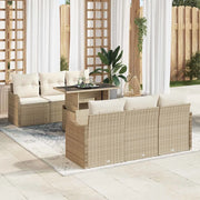 Set Divano da Giardino 7 pcs Beige 100 x 55 x 73 cm Poly Rattan