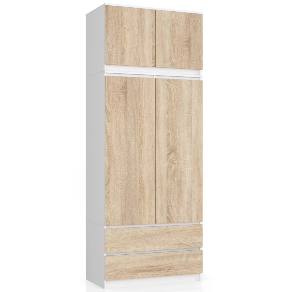 Sopralzo per armadio AKORD S90 Bianco 90 cm 2 ante inserto frontale Sonoma Quercia 90x51x55 cm