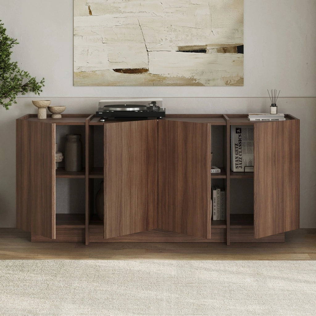 Credenza in legno "Dorma" - 180 x 45 x 80 cm - Noce Milano