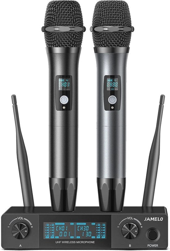 Sistema di microfono wireless con ricevitore per karaoke, uso domestico e eventi professionali
