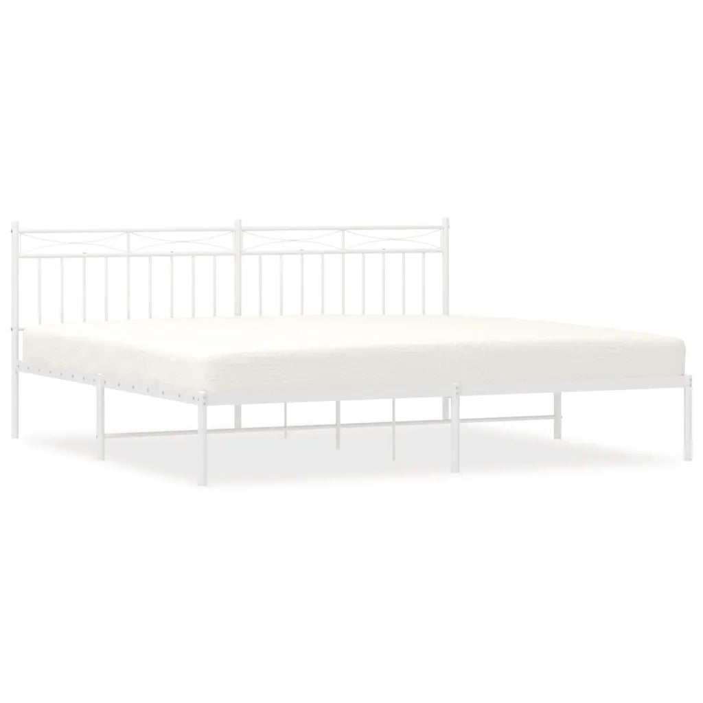 Letto matrimoniale | Letto per adulti | Giroletto con Testiera Metallo Bianco 193x203 cm