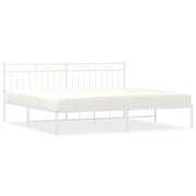 Letto matrimoniale | Letto per adulti | Giroletto con Testiera Metallo Bianco 193x203 cm