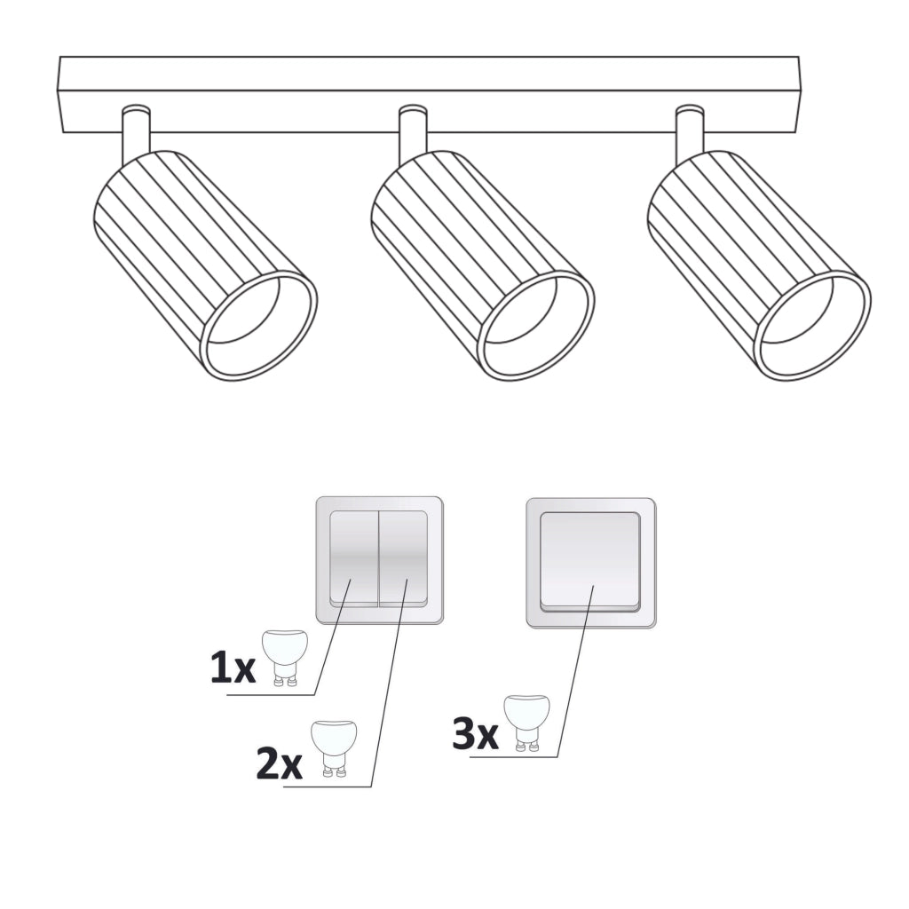 Plafoniera/Applique 3 faretti nero-oro GU10 Nicea Polux