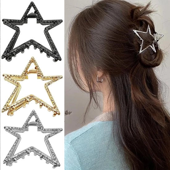 Tre set di spille per capelli a forma di stella - progettate per prevenire lo slittamento - adatte per capelli fini e spessi - realizzate in materiale duraturo - con impugnatura elegante e sicura - clip per capelli