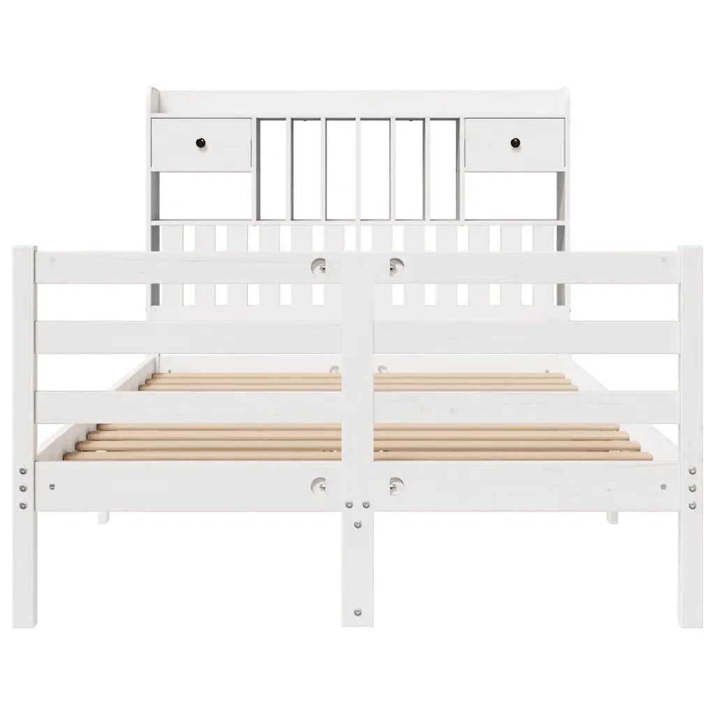 Letto Libreria senza Materasso Bianco 135x190 cm Legno di Pino 3321929