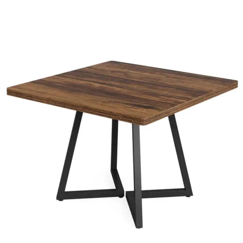 TAVOLO Quadrato 80 cm MDF e Metallo Nero Marrone Rustico