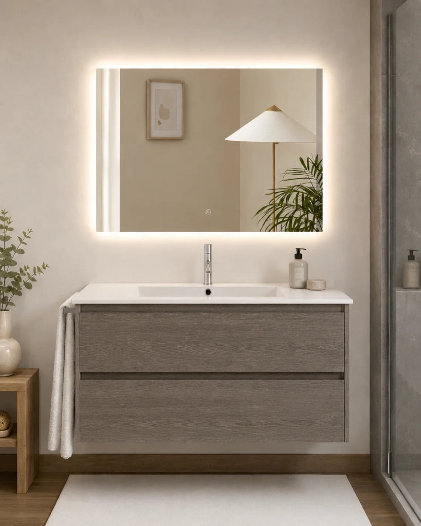Mobile bagno con lavabo ORIGENBATH IBIZA senza specchio 50x40 cm rovere smoky
