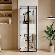 Vetrina 60x40x160 cm con LED e 2 cassetti in MDF e vetro