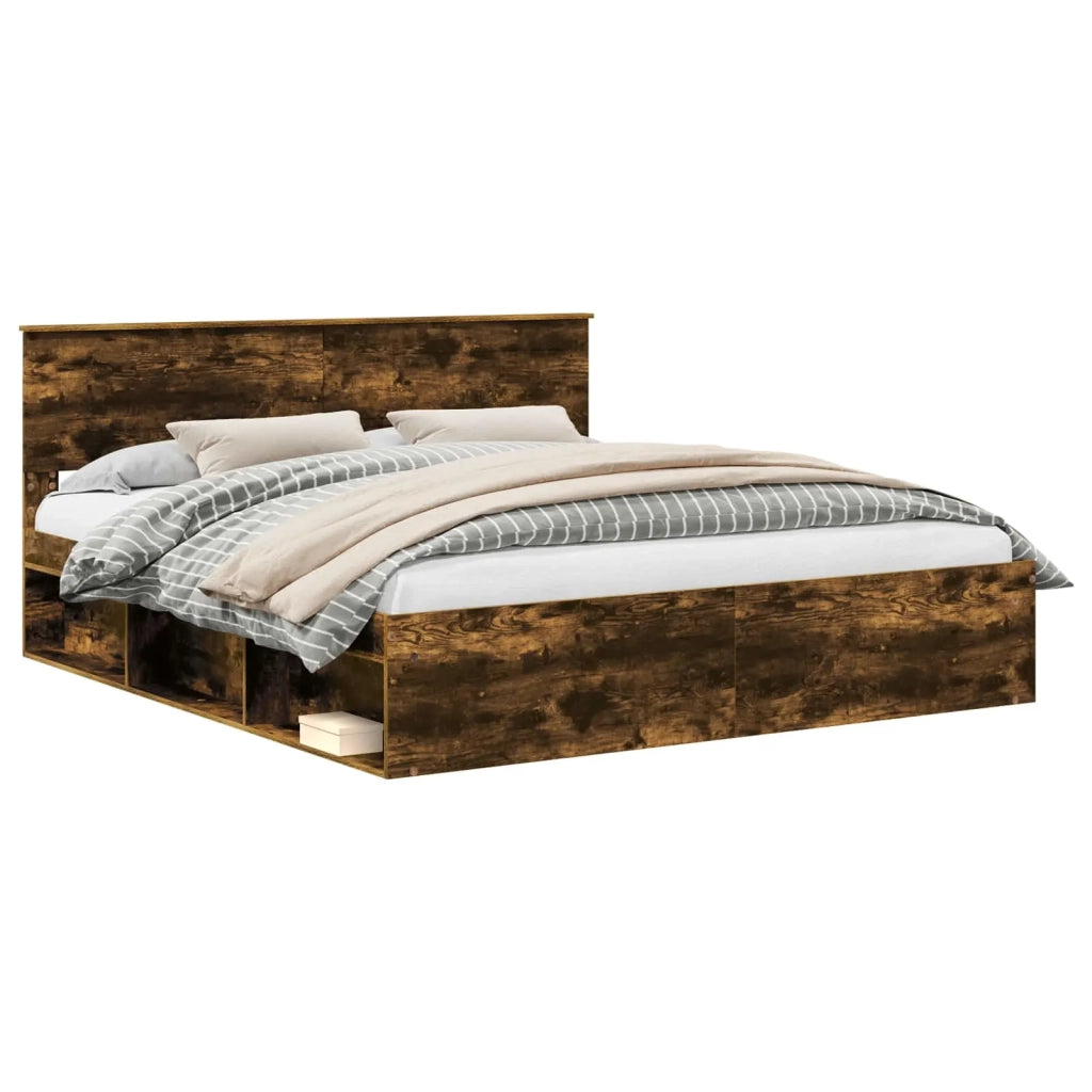 Struttura del letto-Giroletto Rovere fum¨¦ 200 x 200 cm Legno multistrato 671748