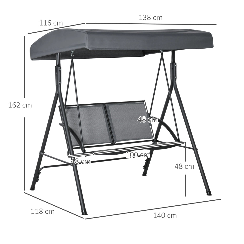 Dondolo da Giardino 2 Posti con Tettuccio ¨C Xylo ¨C Grigio 140x118x162cm