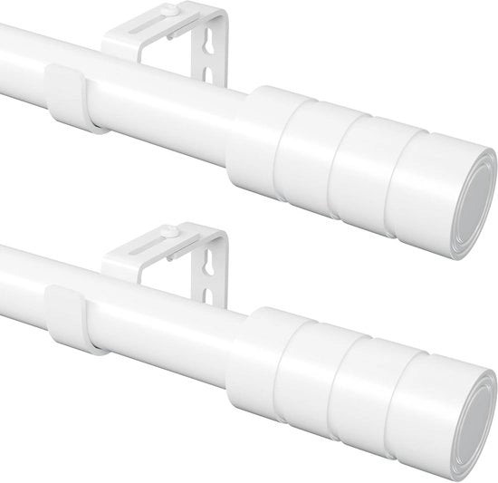 Telaio per tenda in alluminio regolabile e estendibile per soggiorno e camera da letto - 220-400 cm, Bianco (Set a 2 pezzi)