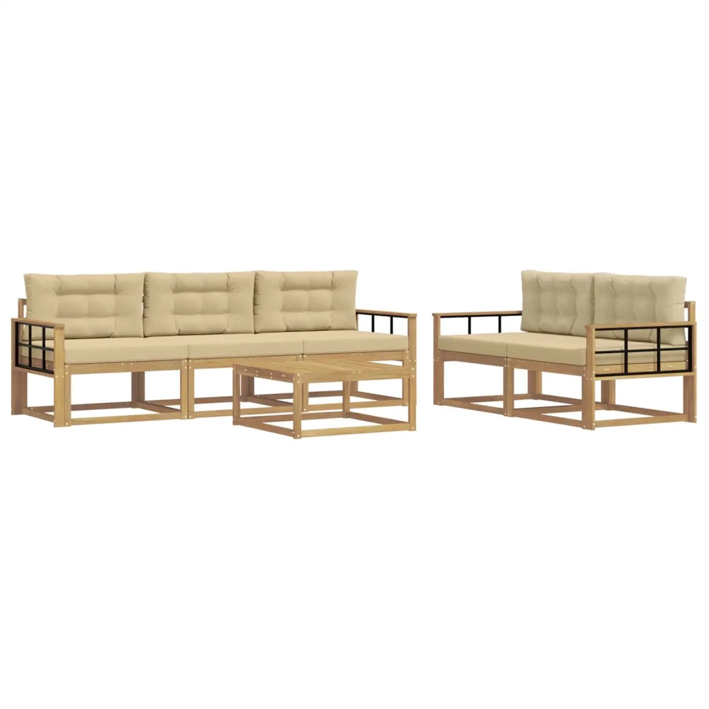 Set di divani da esterno 6 pz Bianco e Beige 3386072