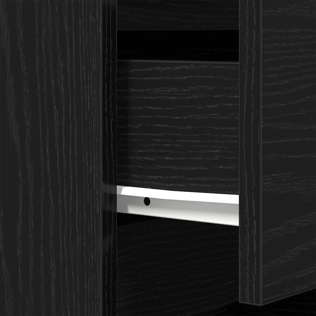 Comodino con 3 Cassetti Nero 39x35x65 cm 861339