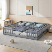 Letto per bambini 90x200 cm in pino e MDF, con sponde di sicurezza e rete a doghe, grigio