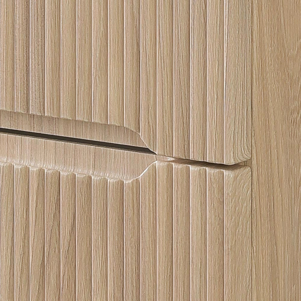 Mobile bagno sospeso 80 cm rovere chiaro cannettato con specchio Bali