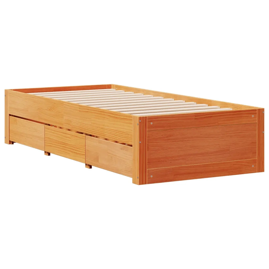 Giroletto senza Materasso con Cassetti Marrone Cera 100x200 cm 3308812