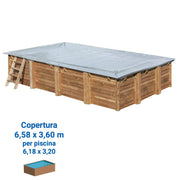 Copertura Invernale 10,58 X 4,67 M Per Piscina Rettangolare In Legno Gre Di 10,18 X 4,27 M Dimensione piscina: 6.18 X 3.20 m