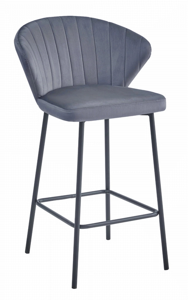 Sgabello Valora GATTA in velluto grigio scuro con gambe nere x3