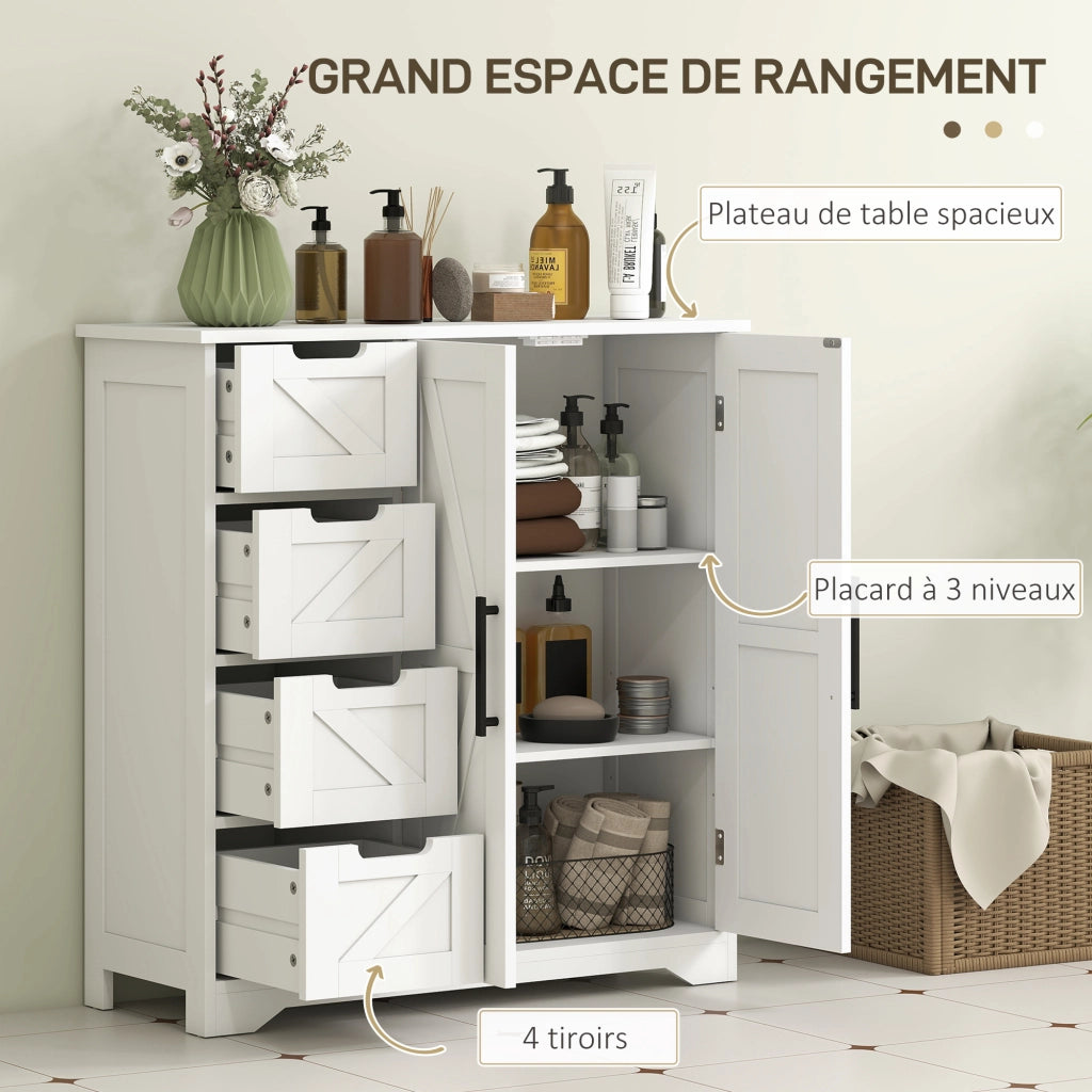 Mobile da bagno con cassetti e ante ¨C Minimal ¨C bianco 81.2x30x83.8 cm