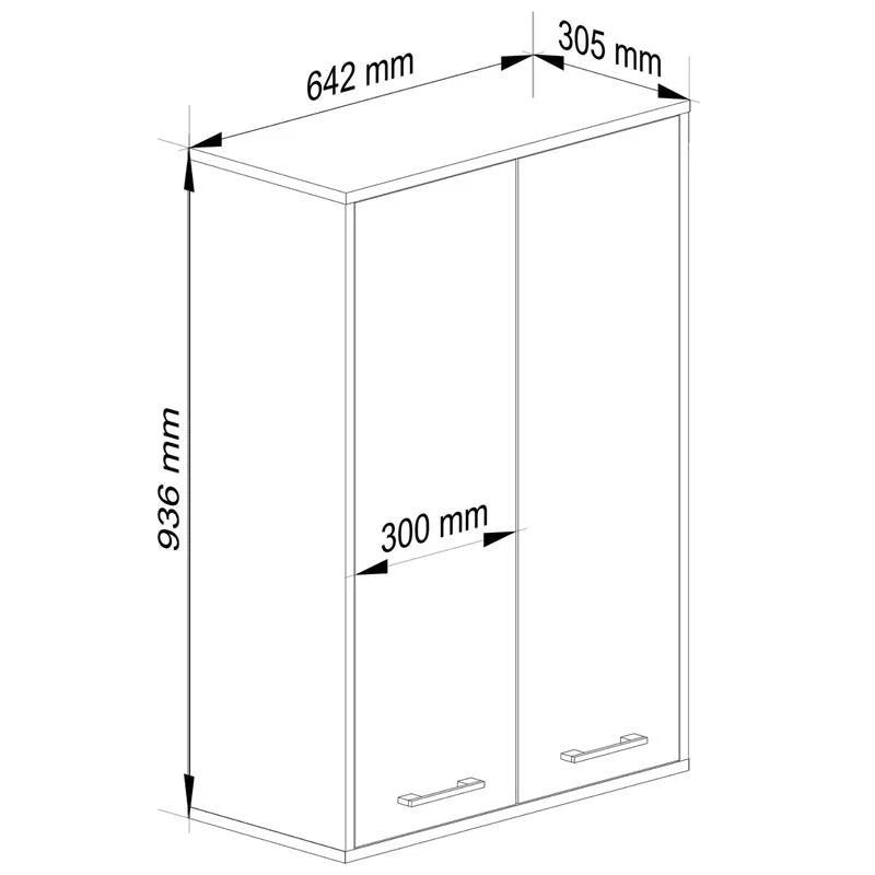 Mobile bagno sospeso AKORD FIN W64 H934 Quercia Sonoma 2 ante 64x94x30 cm