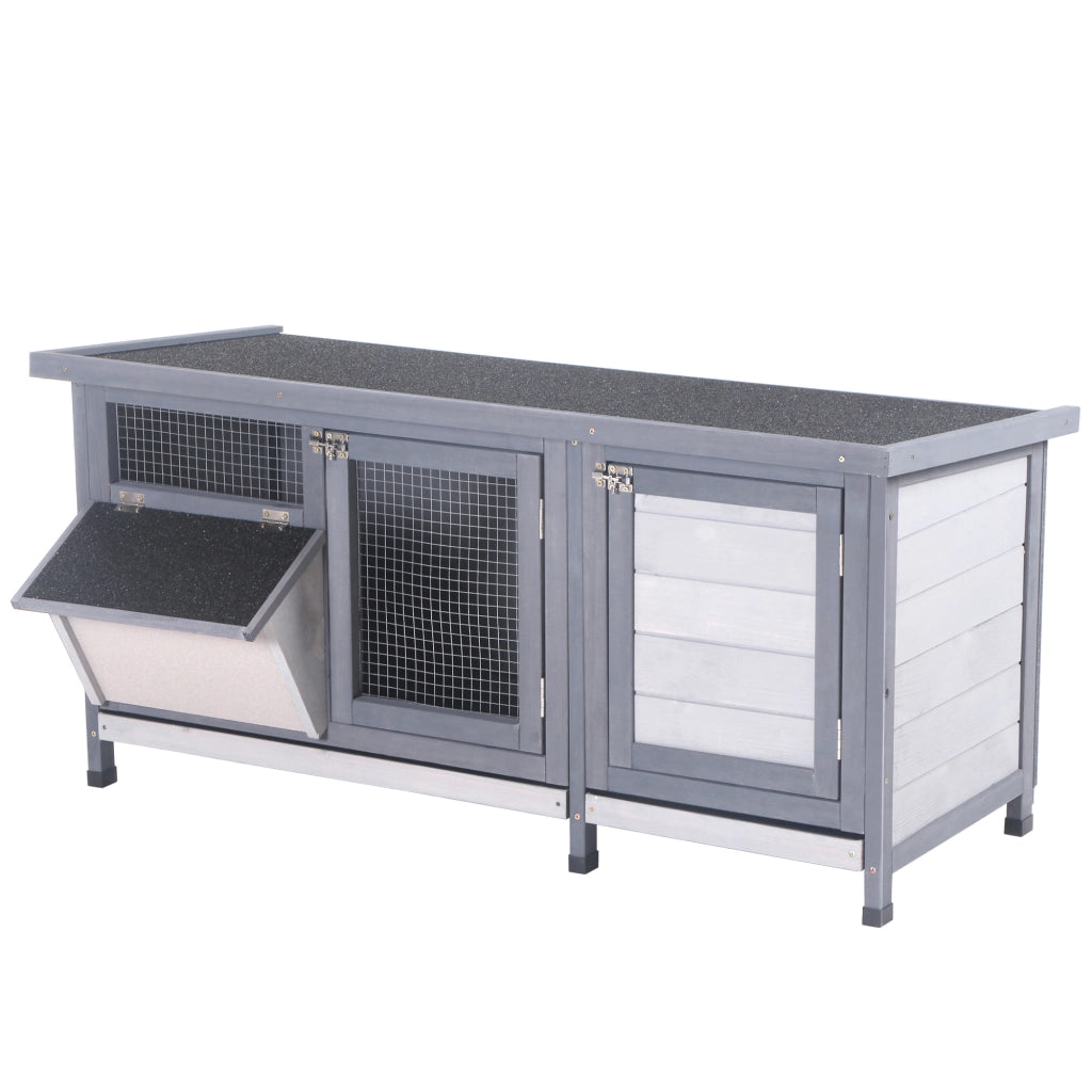 Gabbia per Conigli con Tetto Apribile Vassoi Estraibili Mangiatoia 112x50x54 cm ¨C Xylo ¨C Grigio