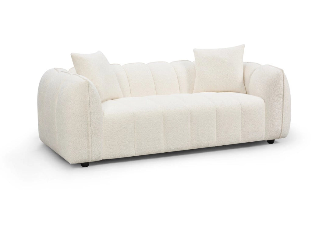 Divano lineare in tessuto stile "Balzac" - 3 posti - Colore crema