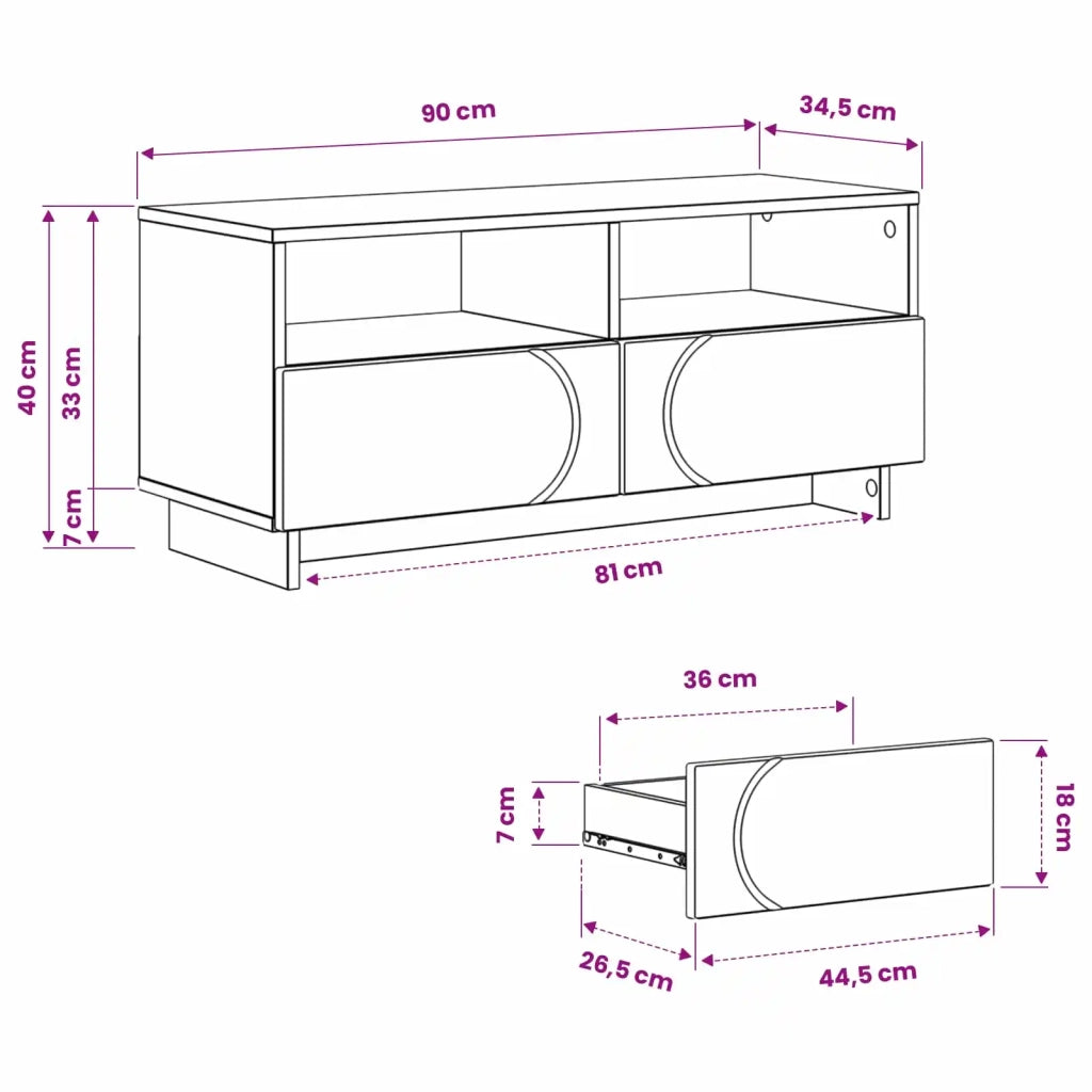 Supporto TV 90 x 34.5 x 40 cm Bianco Legno ingegnerizzato 8011468