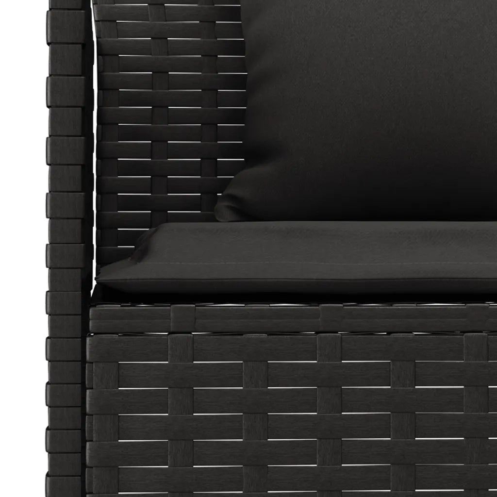 Set da Pranzo da Giardino 2 pz con Cuscini Nero in Polyrattan 362338