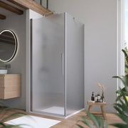 Box doccia 80x90cm con apertura a battente e parete fissa, profili cromati e vetro da 6mm opaco h195 | Elba