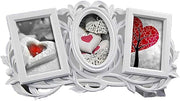 PORTAFOTO  CON 3 POSTI 10 X 15 CM IN STILE SHABBY CHIC COLORE BIANCO