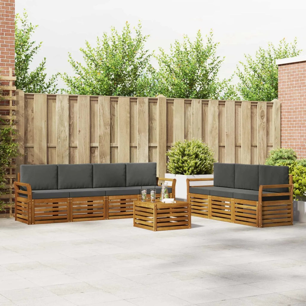 Set divani 8 pcs Naturale e Antracite Legno di Acacia Massello 3374492