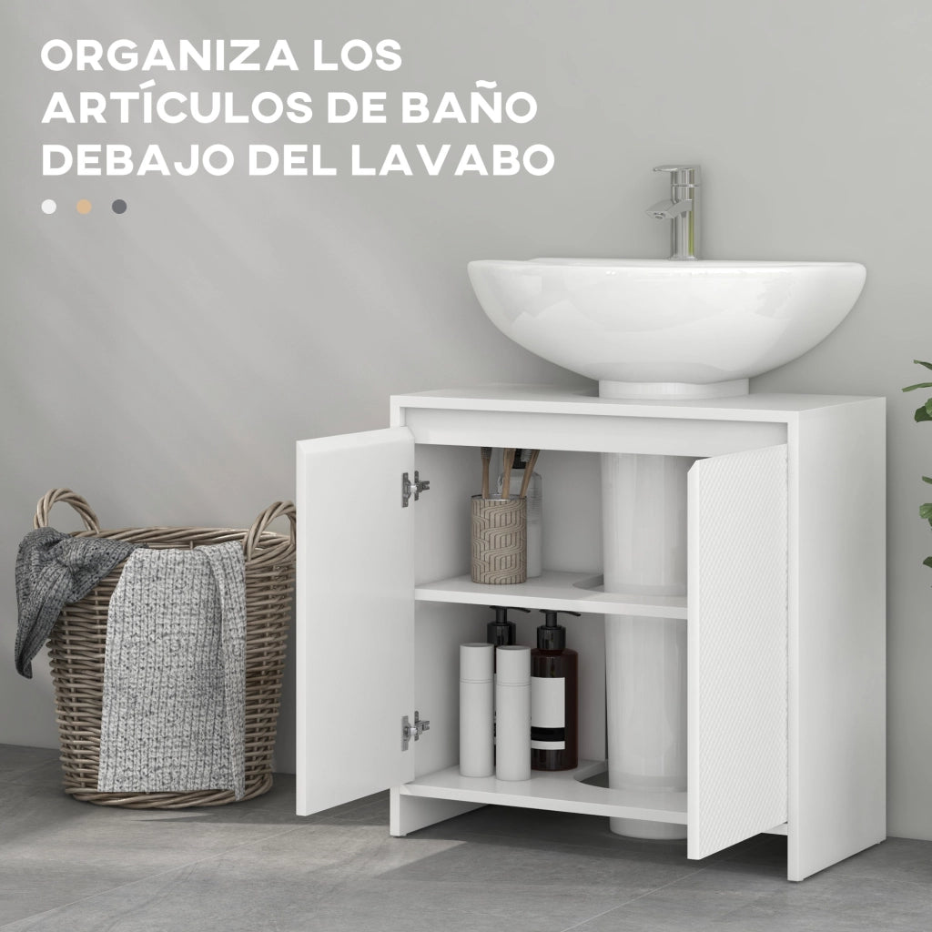 Mobile Sottolavabo con Ripiano ¨C Zephmum ¨C Bianco 60x30x60 cm