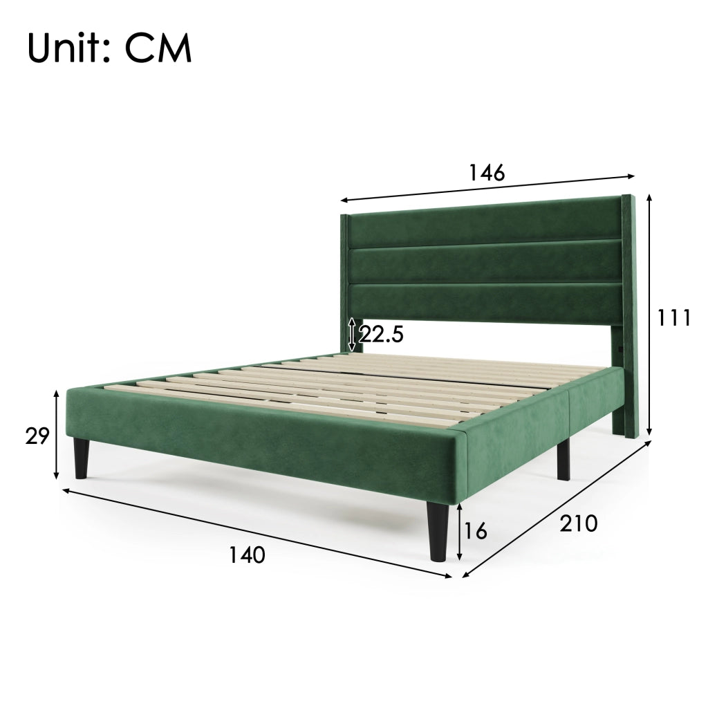 letto imbottito velluto verde 140 x 200 cm